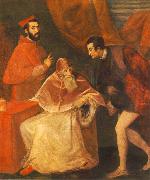 TIZIANO Vecellio Pope Paul III with his Nephews Alessandro and Ottavio Farnese ar Germany oil painting artist